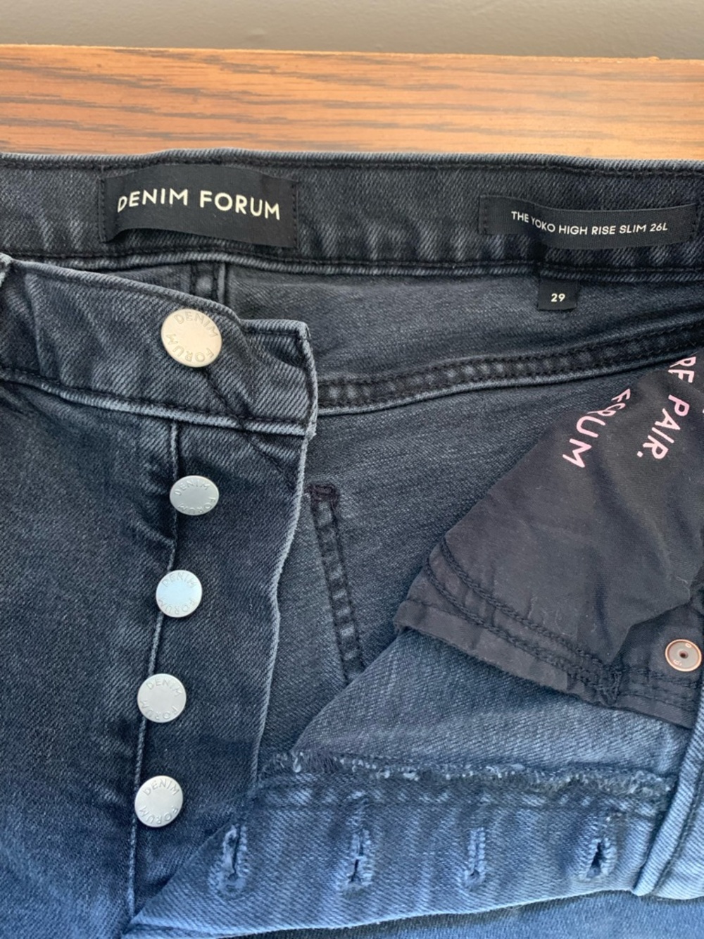Denim Forum High-Rise Slim Jeans - Black Wash